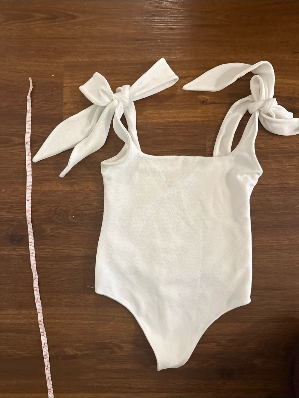 Show Me Your MuMu White Tie-Shoulder One-Piece Bodysuit